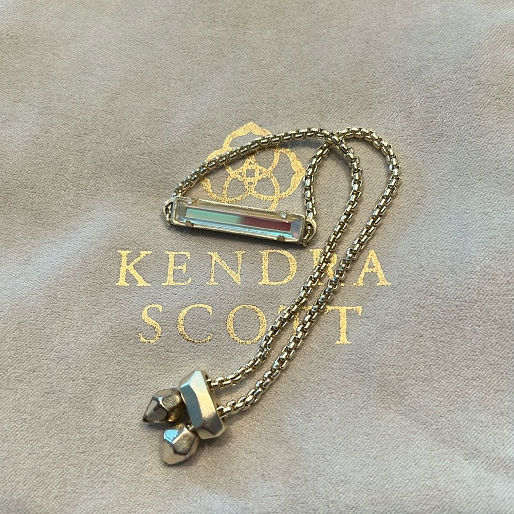 Kendra Scott Gold Adjustable Chain Bracelet Dichroic stone
